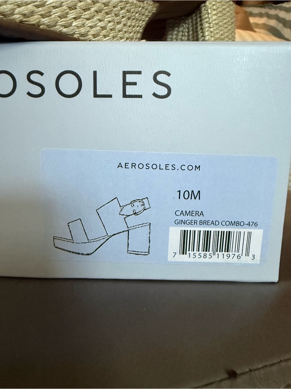 AEROSOLES Camera Gingerbread Brown Leather Woven Platform Sandals - Picture 2 of 7